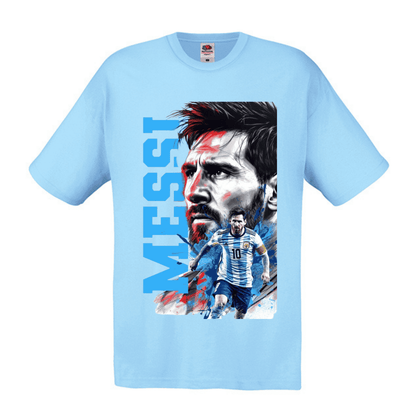 Мъжка памучна тениска Lionel Messi | Светлосин | Premium DTF Print