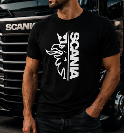 Мъжка Памучна Тениска Scania Камионджийски Дизайн