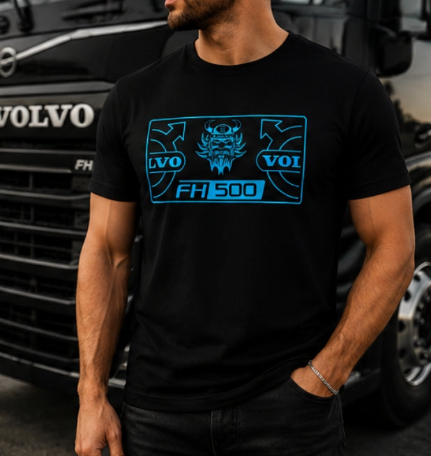 Мъжка Памучна Тениска Volvo FH 500 | Премиум Камионджийски Дизайн