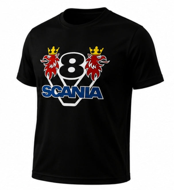Мъжка Памучна Тениска Scania V8 | Премиум Дизайн за Фенове на Камионите