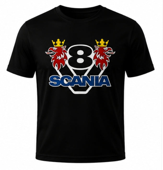 Мъжка Памучна Тениска Scania V8 | Премиум Дизайн за Фенове на Камионите