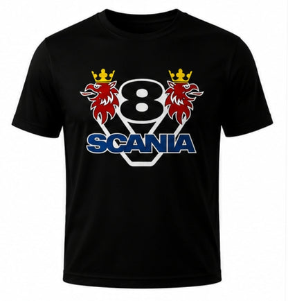 Мъжка Памучна Тениска Scania V8 | Премиум Дизайн за Фенове на Камионите