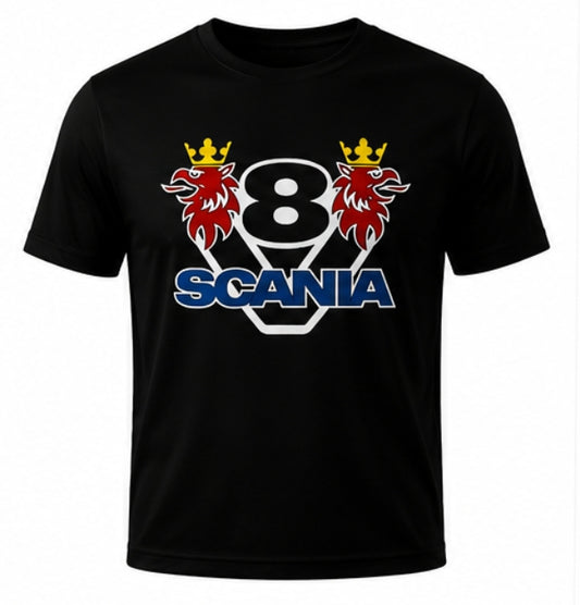 Мъжка Памучна Тениска Scania V8 | Премиум Дизайн за Фенове на Камионите