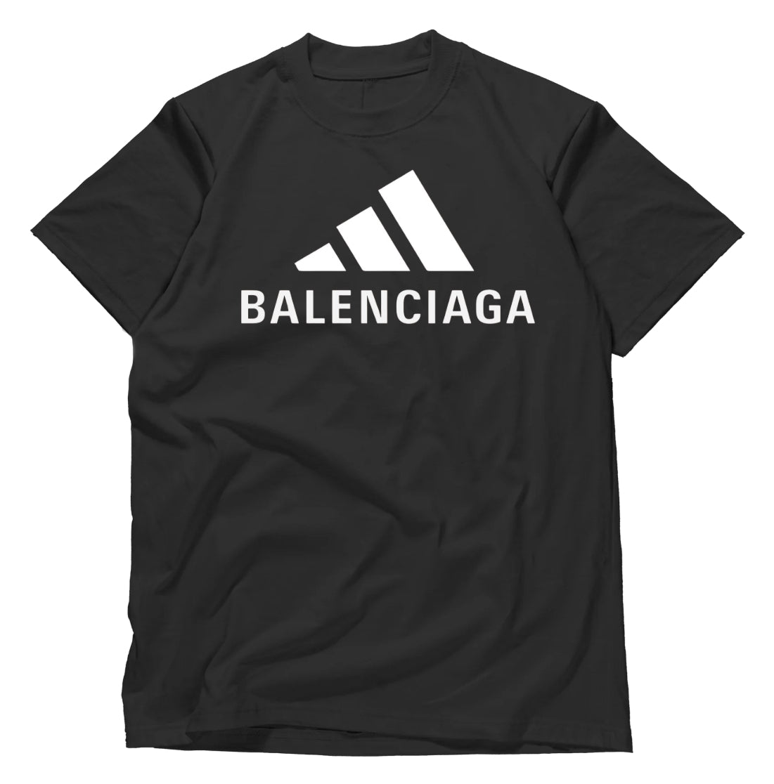 Черна овърсайз памучна тениска Balenciaga Style Adidas