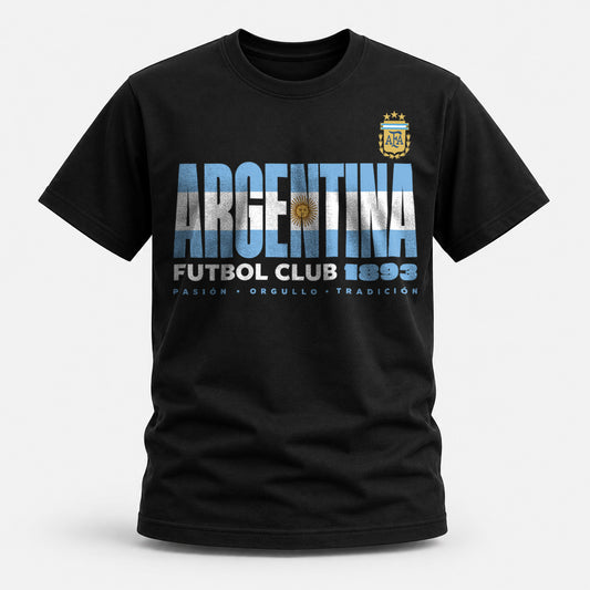 Черна памучна тениска Argentina Futbol Club 1893 | Мъжка тениска с DTF принт